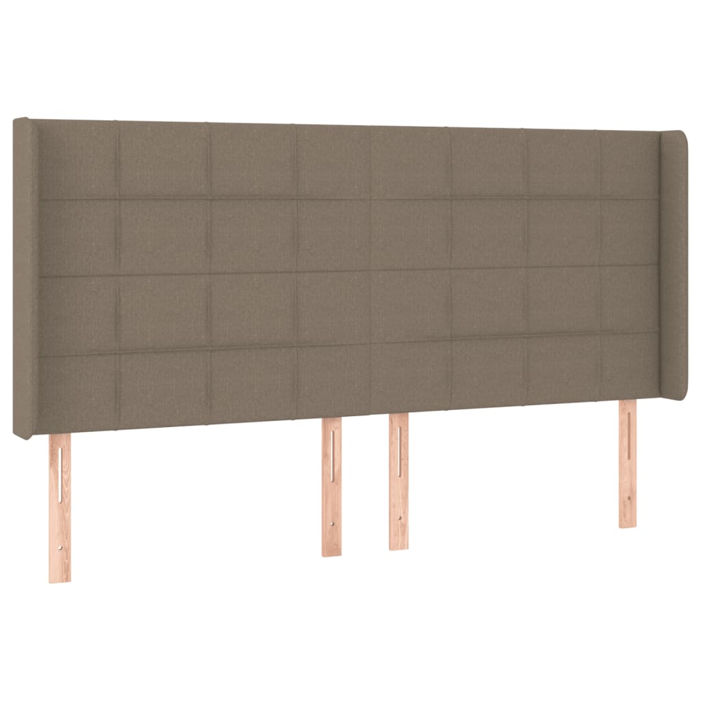vidaXL Zagłówek do łóżka z LED, taupe, 203x16x118/128 cm, tkanina