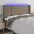 vidaXL Zagłówek do łóżka z LED, taupe, 203x16x118/128 cm, tkanina