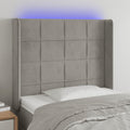 vidaXL Zagłówek do łóżka z LED, jasnoszary, 83x16x118/128 cm, aksamit