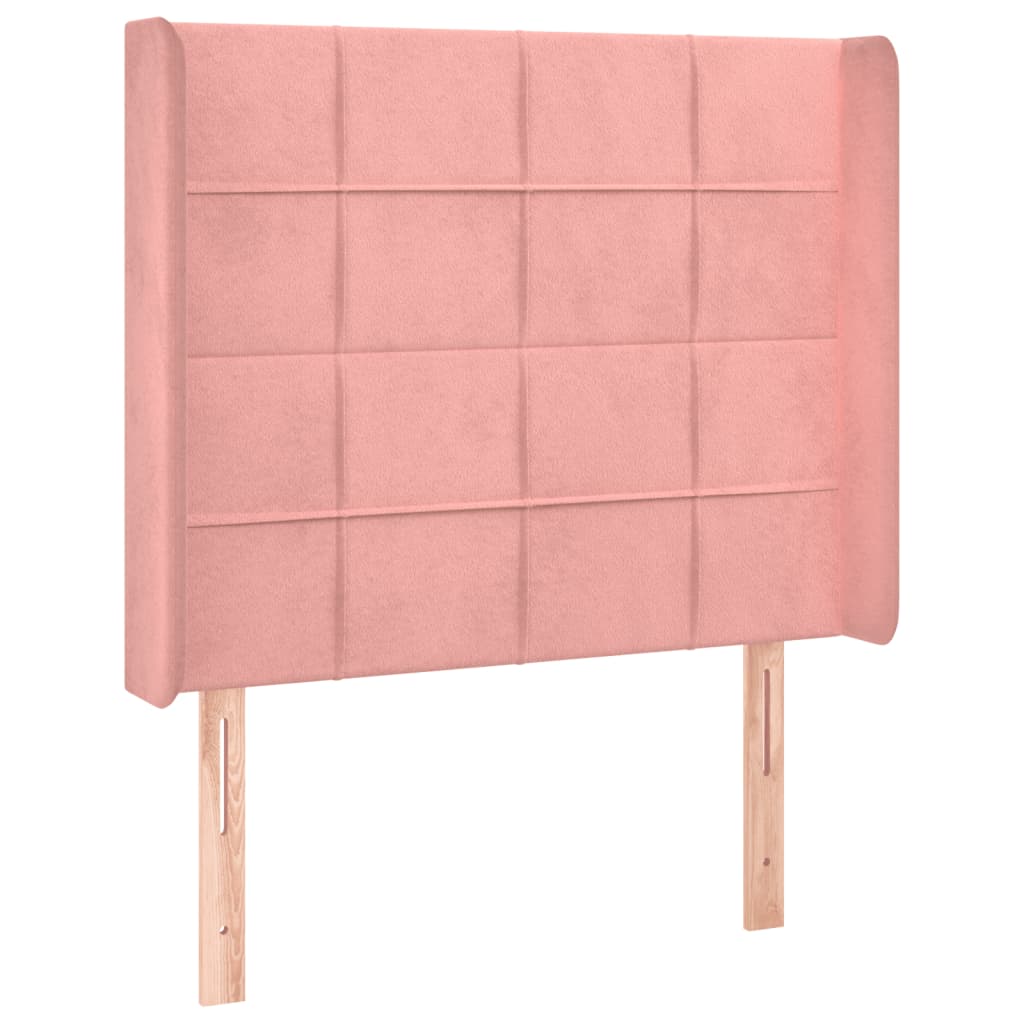 vidaXL Zagłówek do łóżka z LED, różowy, 83x16x118/128 cm, aksamit