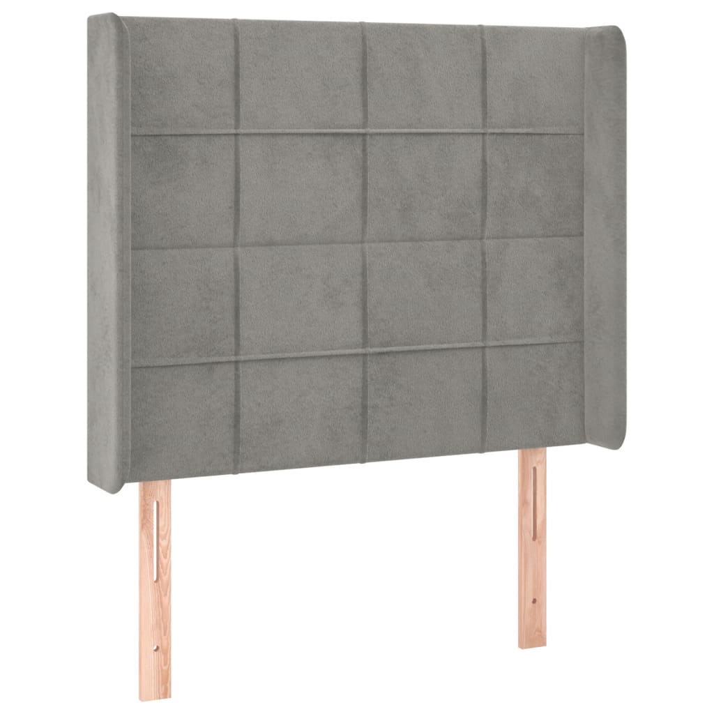 vidaXL Zagłówek do łóżka z LED, jasnoszary, 93x16x118/128 cm, aksamit