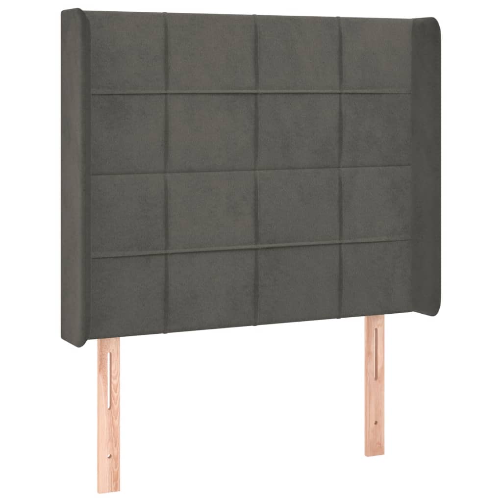 vidaXL Zagłówek do łóżka z LED, ciemnoszary, 93x16x118/128 cm, aksamit