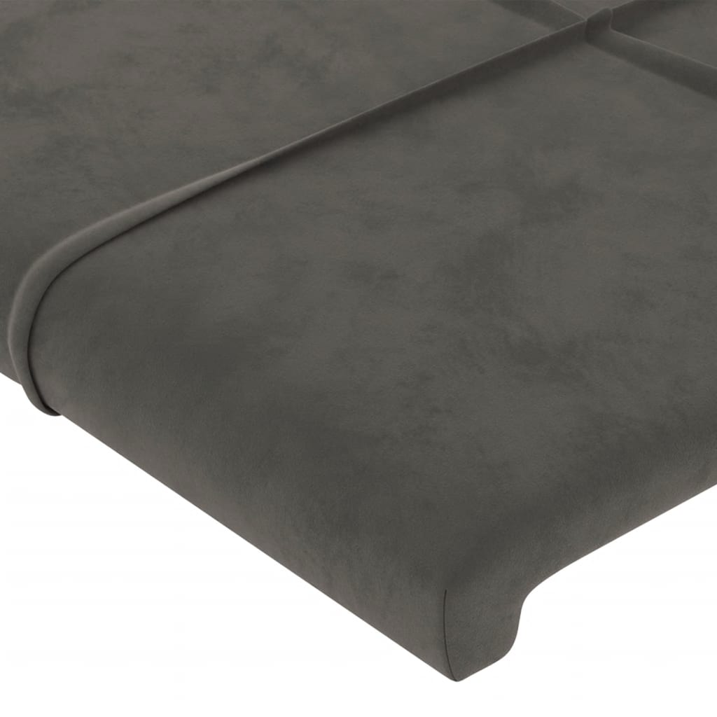 vidaXL Zagłówek do łóżka z LED, ciemnoszary, 93x16x118/128 cm, aksamit