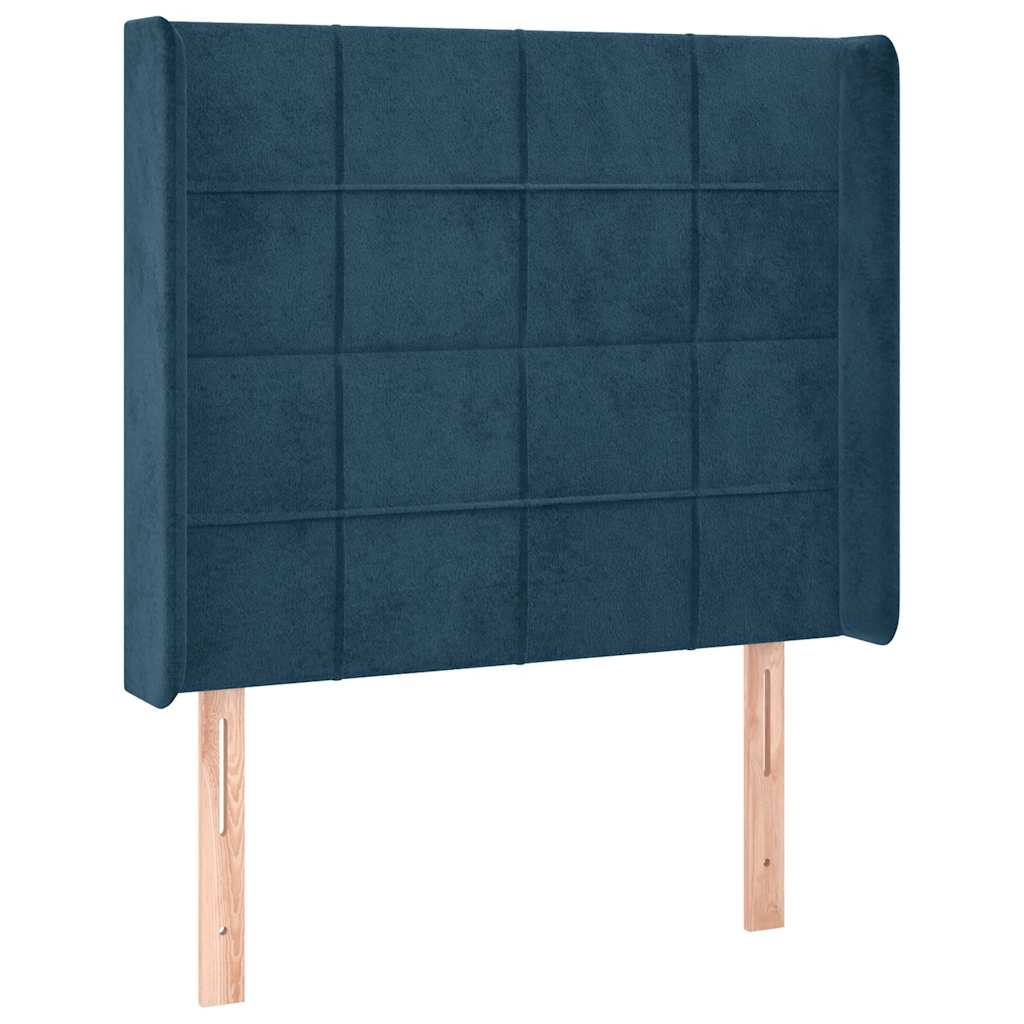 vidaXL Zagłówek do łóżka z LED ciemnoniebieski 93x16x118/128cm aksamit