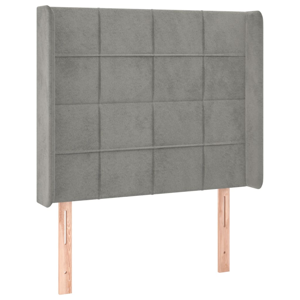 vidaXL Zagłówek do łóżka z LED, jasnoszary, 103x16x118/128 cm, aksamit