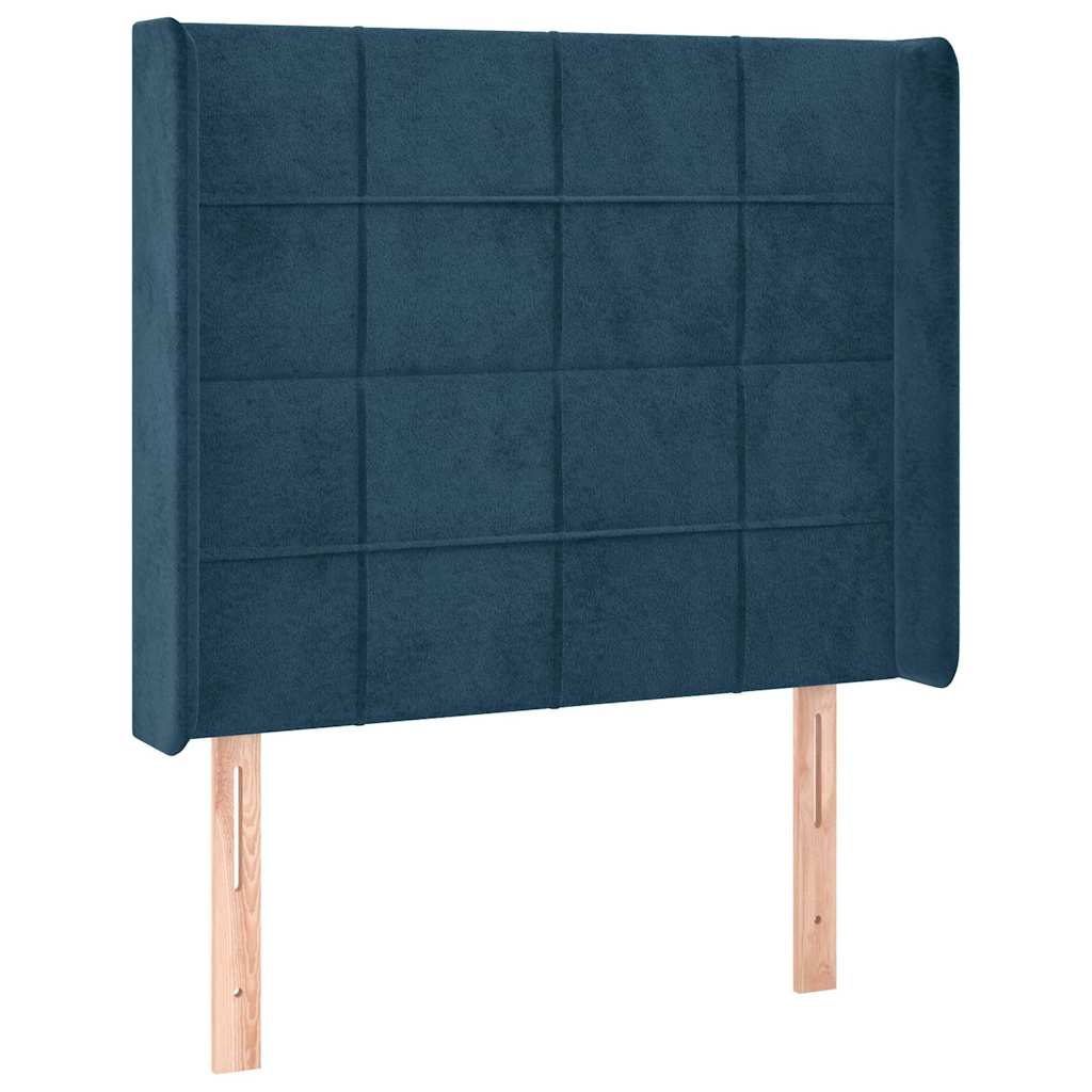 vidaXL Zagłówek do łóżka z LED ciemnoniebieski, 103x16x118/128 cm