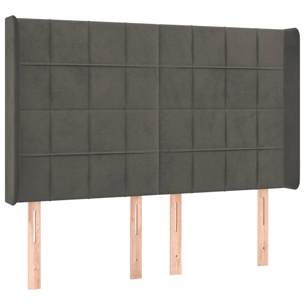 vidaXL Zagłówek do łóżka z LED, ciemnoszary, 147x16x118/128cm, aksamit
