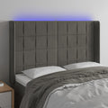 vidaXL Zagłówek do łóżka z LED, ciemnoszary, 147x16x118/128cm, aksamit