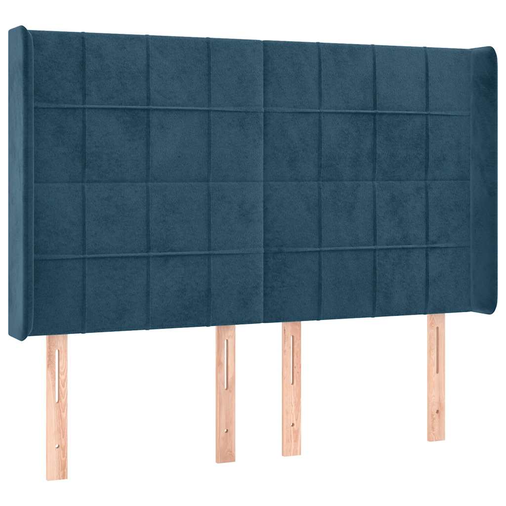 vidaXL Zagłówek do łóżka z LED ciemnoniebieski, 147x16x118/128 cm