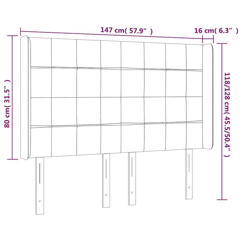 vidaXL Zagłówek do łóżka z LED ciemnoniebieski, 147x16x118/128 cm