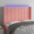 vidaXL Zagłówek do łóżka z LED, różowy, 147x16x118/128 cm, aksamit
