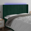 vidaXL Zagłówek do łóżka z LED, ciemnozielony 163x16x118/128cm aksamit