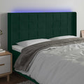 vidaXL Zagłówek do łóżka z LED, ciemnozielony 183x16x118/128cm aksamit