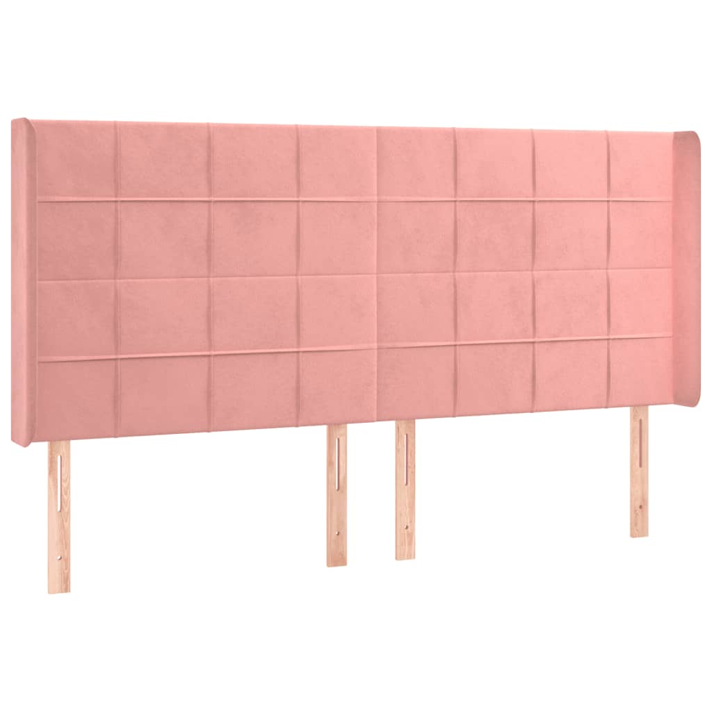 vidaXL Zagłówek do łóżka z LED, różowy, 183x16x118/128 cm, aksamit