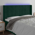 vidaXL Zagłówek do łóżka z LED, ciemnozielony 203x16x118/128cm aksamit
