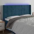 vidaXL Zagłówek do łóżka z LED ciemnoniebieski, 203x16x118/128 cm