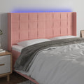 vidaXL Zagłówek do łóżka z LED, różowy, 203x16x118/128 cm, aksamit