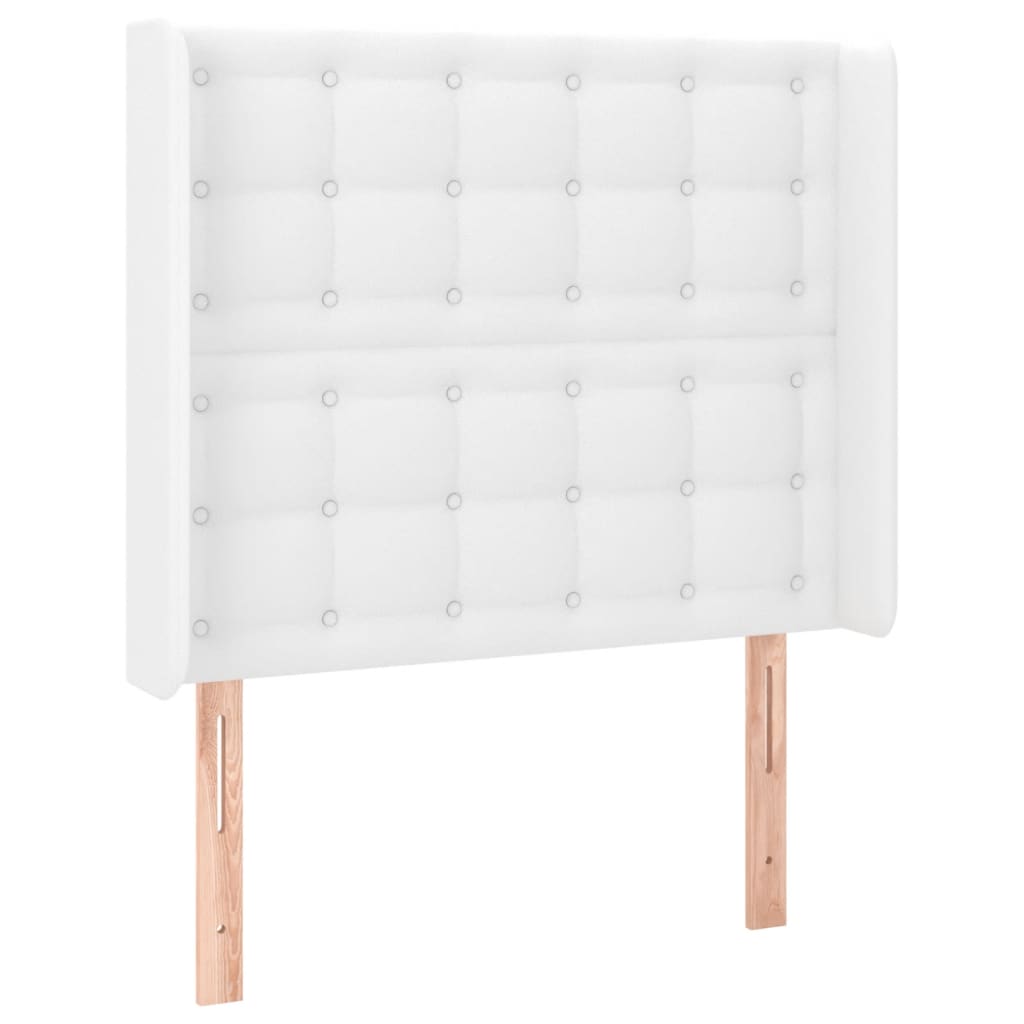 vidaXL Zagłówek do łóżka z LED, biały, 83x16x118/128cm, sztuczna skóra