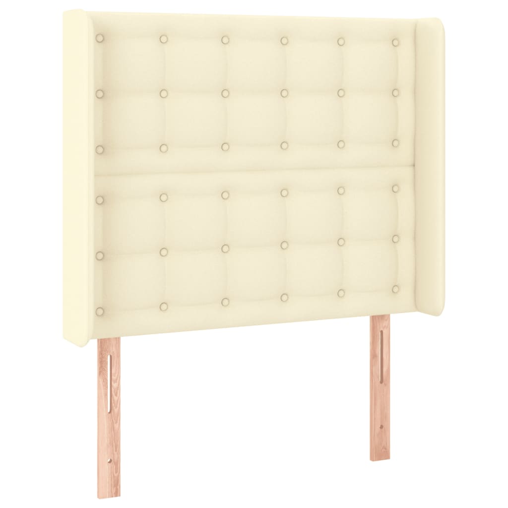 vidaXL Zagłówek do łóżka z LED kremowy 93x16x118/128 cm sztuczna skóra
