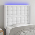 vidaXL Zagłówek do łóżka z LED, biały, 103x16x118/128cm sztuczna skóra