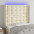 vidaXL Zagłówek do łóżka z LED kremowy 103x16x118/128cm sztuczna skóra