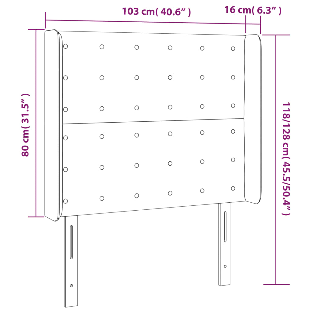 vidaXL Zagłówek do łóżka z LED, szary, 103x16x118/128cm sztuczna skóra