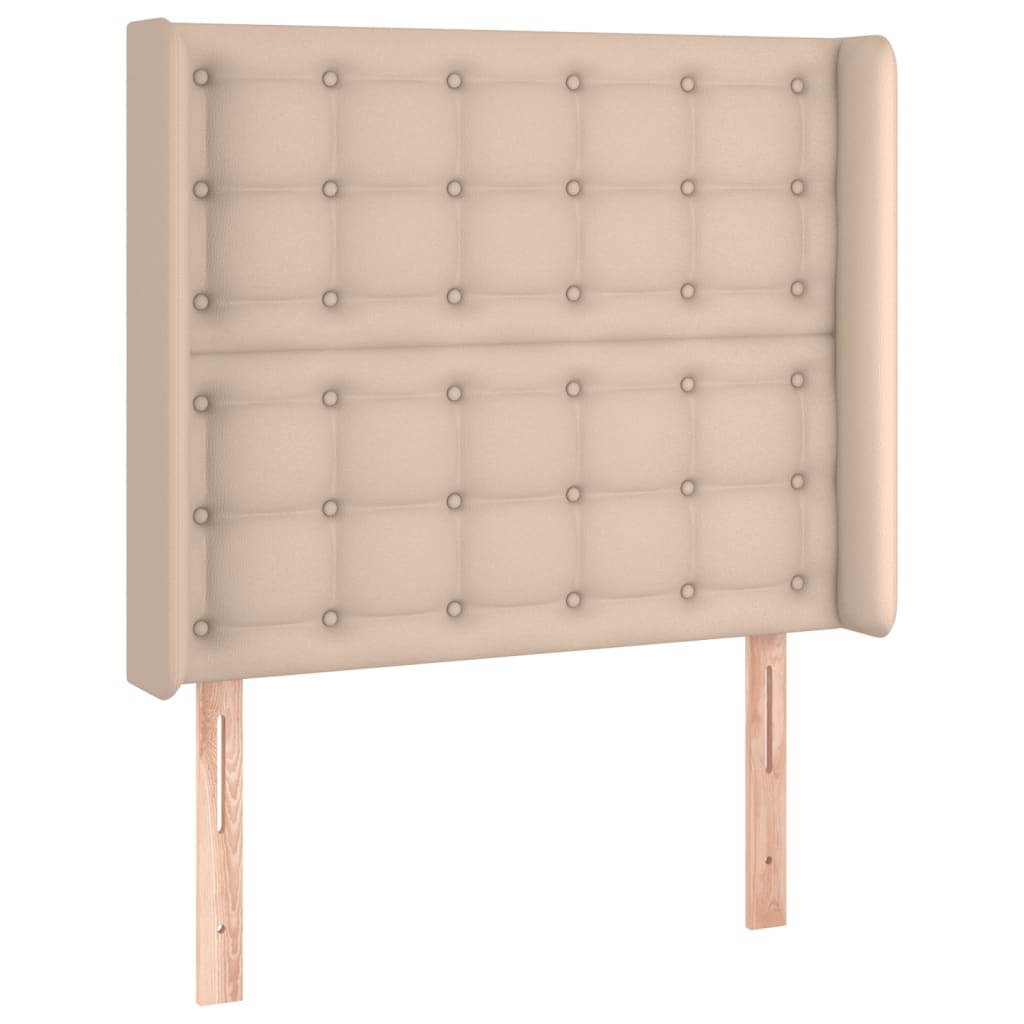 vidaXL Zagłówek do łóżka z LED, cappuccino, 103x16x118/128cm, ekoskóra