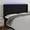 vidaXL Zagłówek do łóżka z LED, czarny 147x16x118/128cm sztuczna skóra