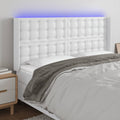 vidaXL Zagłówek do łóżka z LED, biały, 147x16x118/128cm sztuczna skóra