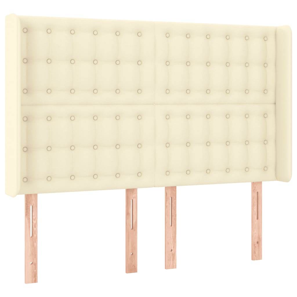 vidaXL Zagłówek do łóżka z LED kremowy 147x16x118/128cm sztuczna skóra