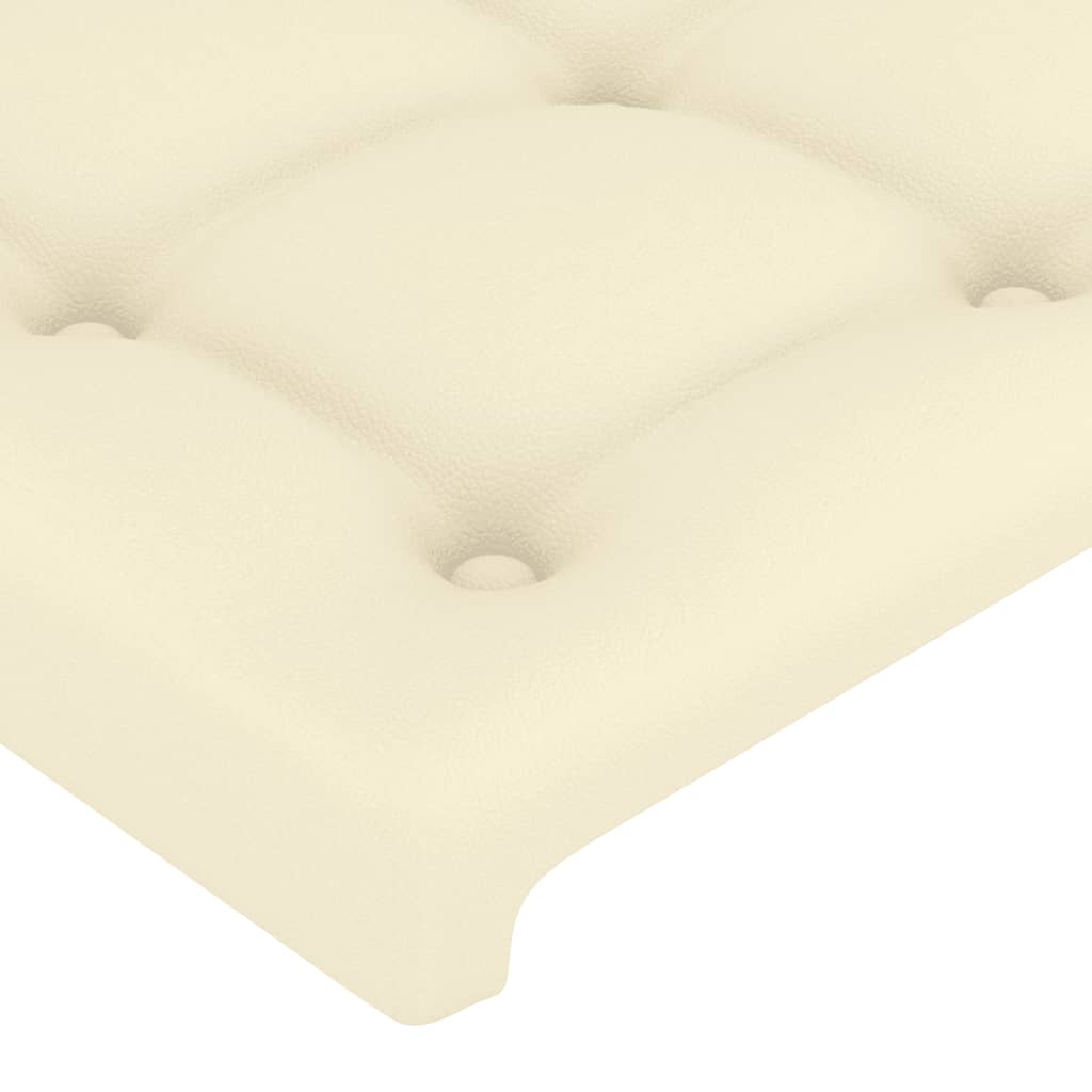vidaXL Zagłówek do łóżka z LED kremowy 147x16x118/128cm sztuczna skóra
