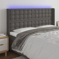 vidaXL Zagłówek do łóżka z LED, szary, 147x16x118/128cm sztuczna skóra
