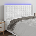 vidaXL Zagłówek do łóżka z LED, biały, 163x16x118/128cm sztuczna skóra