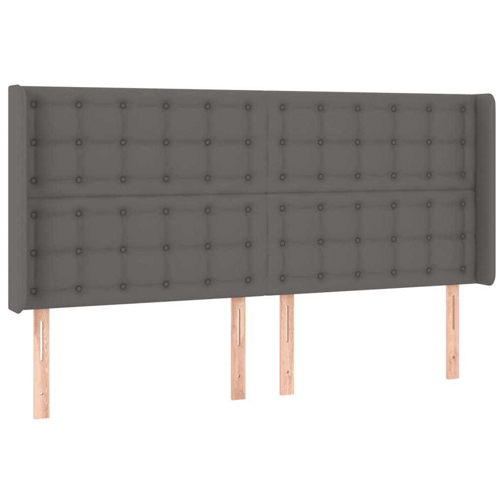 vidaXL Zagłówek do łóżka z LED, szary, 163x16x118/128cm sztuczna skóra