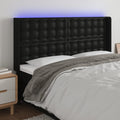 vidaXL Zagłówek do łóżka z LED, czarny 183x16x118/128cm sztuczna skóra