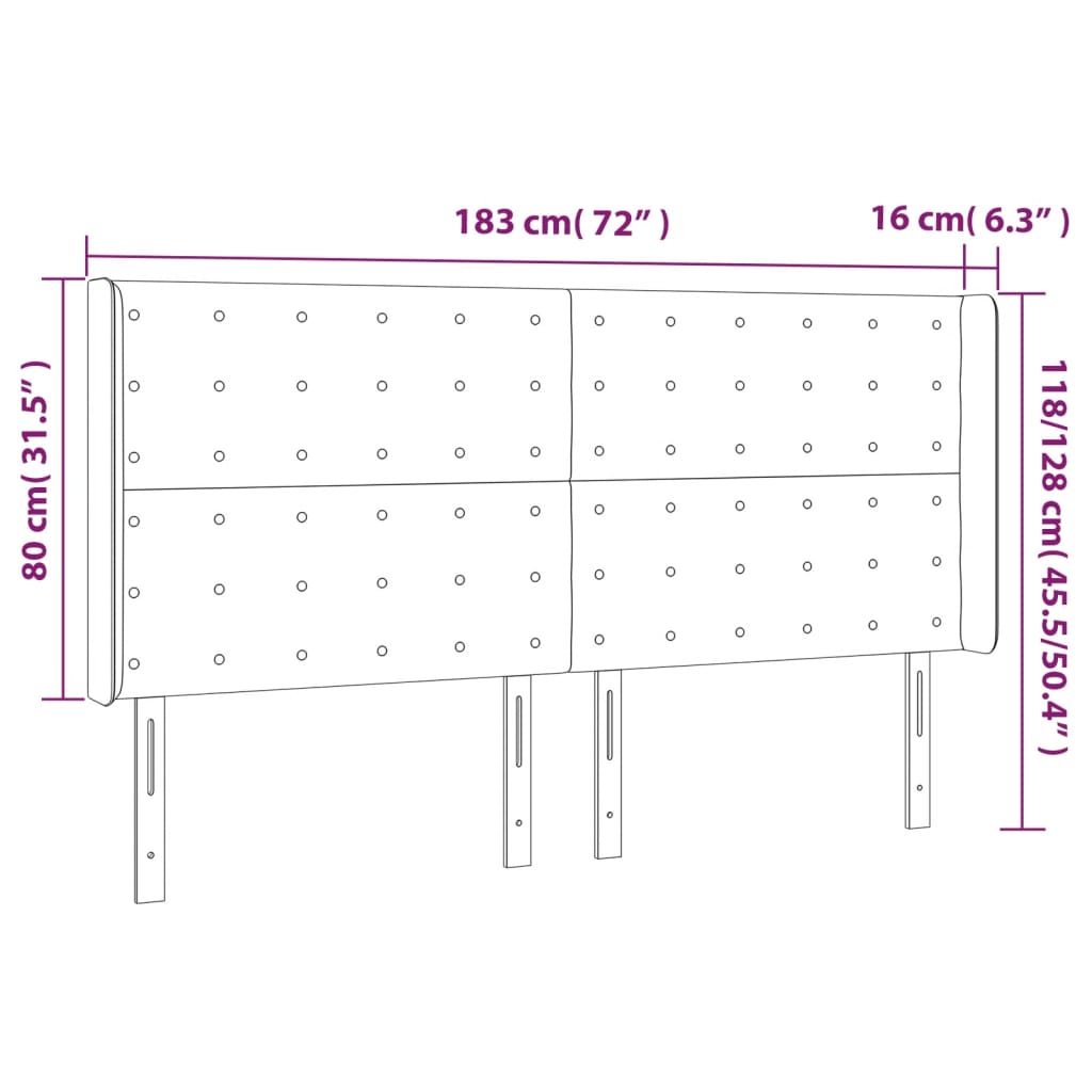 vidaXL Zagłówek do łóżka z LED, biały, 183x16x118/128cm sztuczna skóra