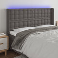 vidaXL Zagłówek do łóżka z LED, szary, 183x16x118/128cm sztuczna skóra
