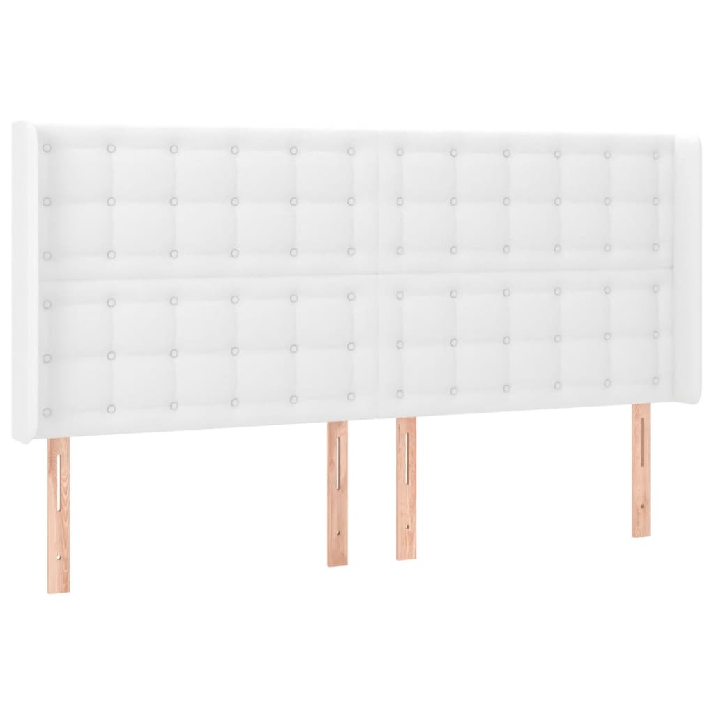 vidaXL Zagłówek do łóżka z LED, biały, 203x16x118/128cm sztuczna skóra