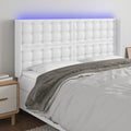 vidaXL Zagłówek do łóżka z LED, biały, 203x16x118/128cm sztuczna skóra