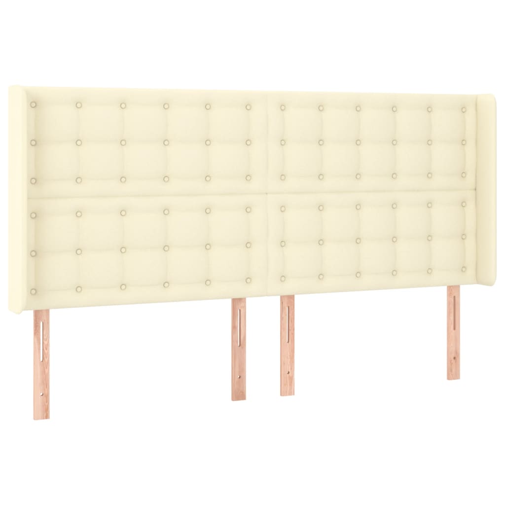 vidaXL Zagłówek do łóżka z LED kremowy 203x16x118/128cm sztuczna skóra