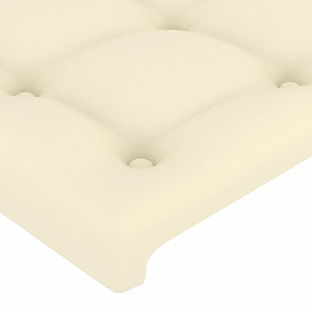 vidaXL Zagłówek do łóżka z LED kremowy 203x16x118/128cm sztuczna skóra
