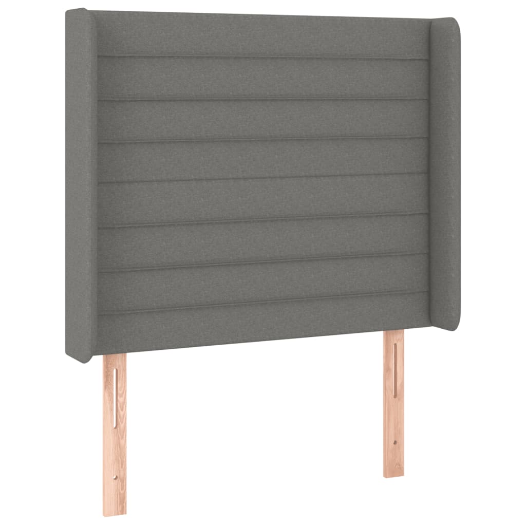 vidaXL Zagłówek do łóżka z LED, ciemnoszary, 83x16x118/128 cm, tkanina