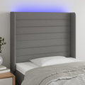 vidaXL Zagłówek do łóżka z LED, ciemnoszary, 83x16x118/128 cm, tkanina
