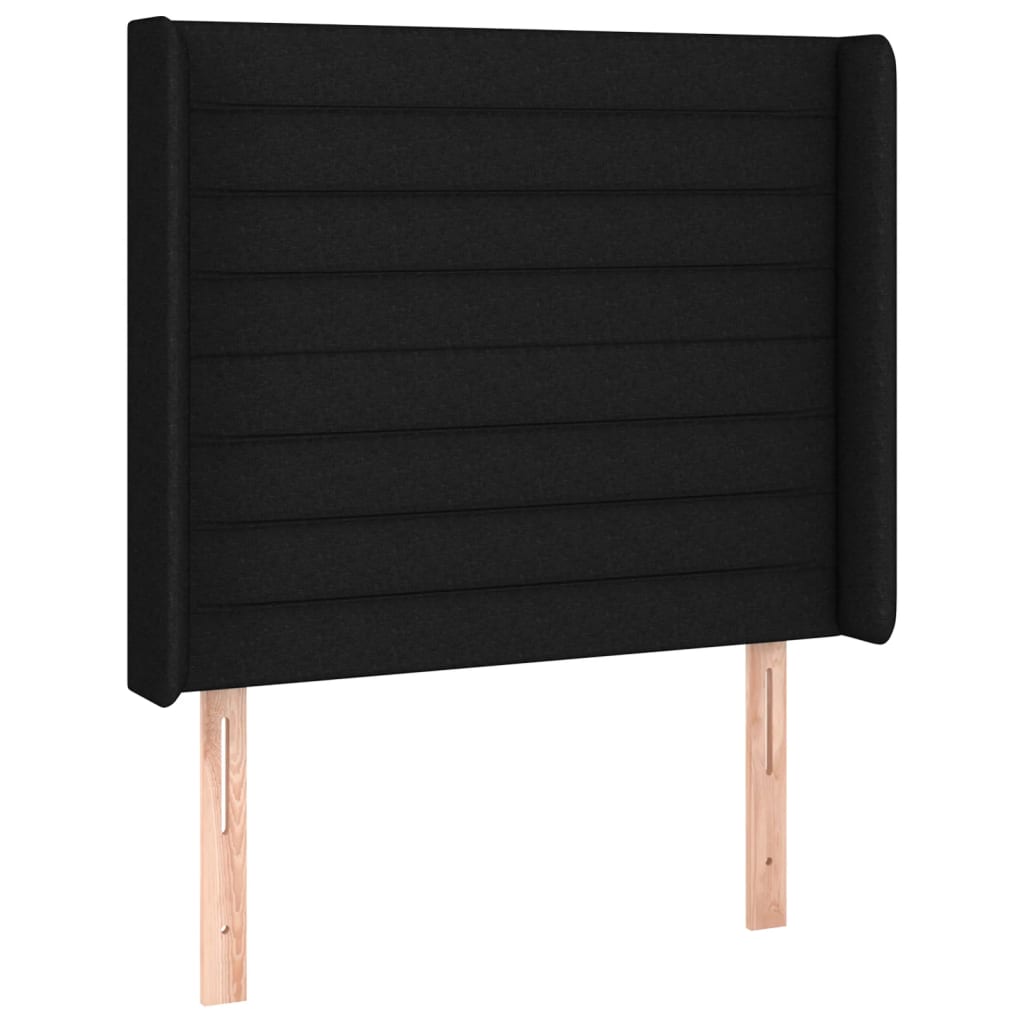 vidaXL Zagłówek do łóżka z LED, czarny, 103x16x118/128 cm, tkanina