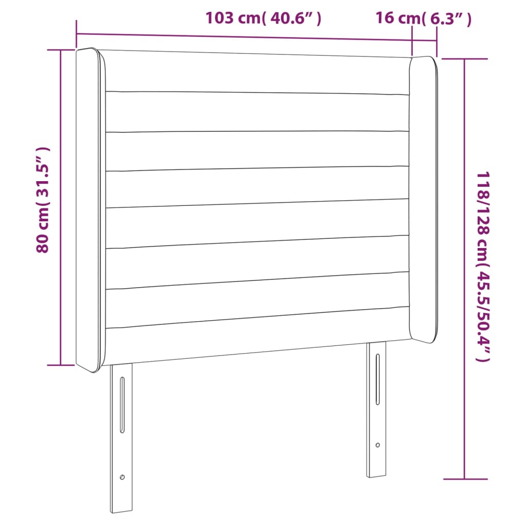 vidaXL Zagłówek do łóżka z LED, kremowy, 103x16x118/128 cm, tkanina
