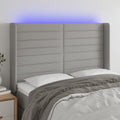 vidaXL Zagłówek do łóżka z LED, jasnoszary, 147x16x118/128 cm, tkanina