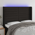vidaXL Zagłówek do łóżka z LED, czarny, 147x16x118/128 cm, tkanina