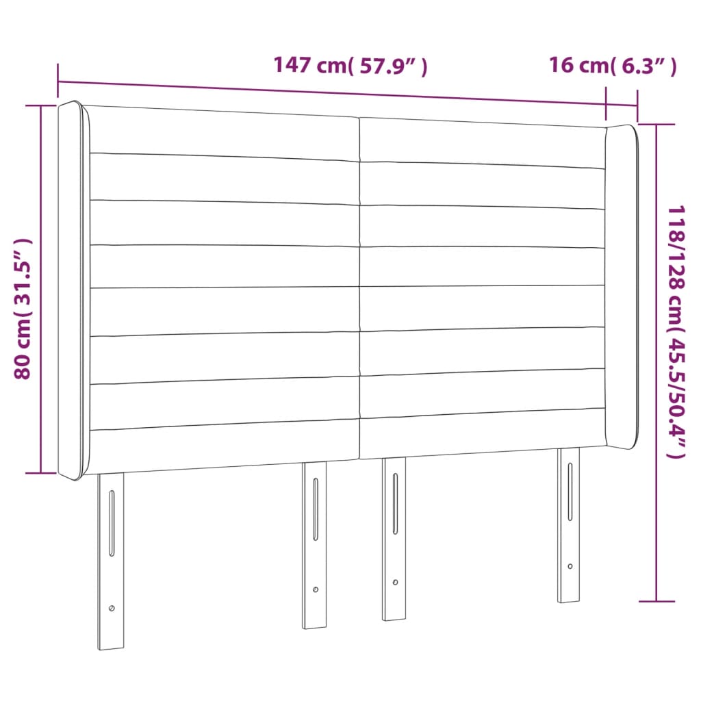 vidaXL Zagłówek do łóżka z LED, niebieski, 147x16x118/128 cm, tkanina