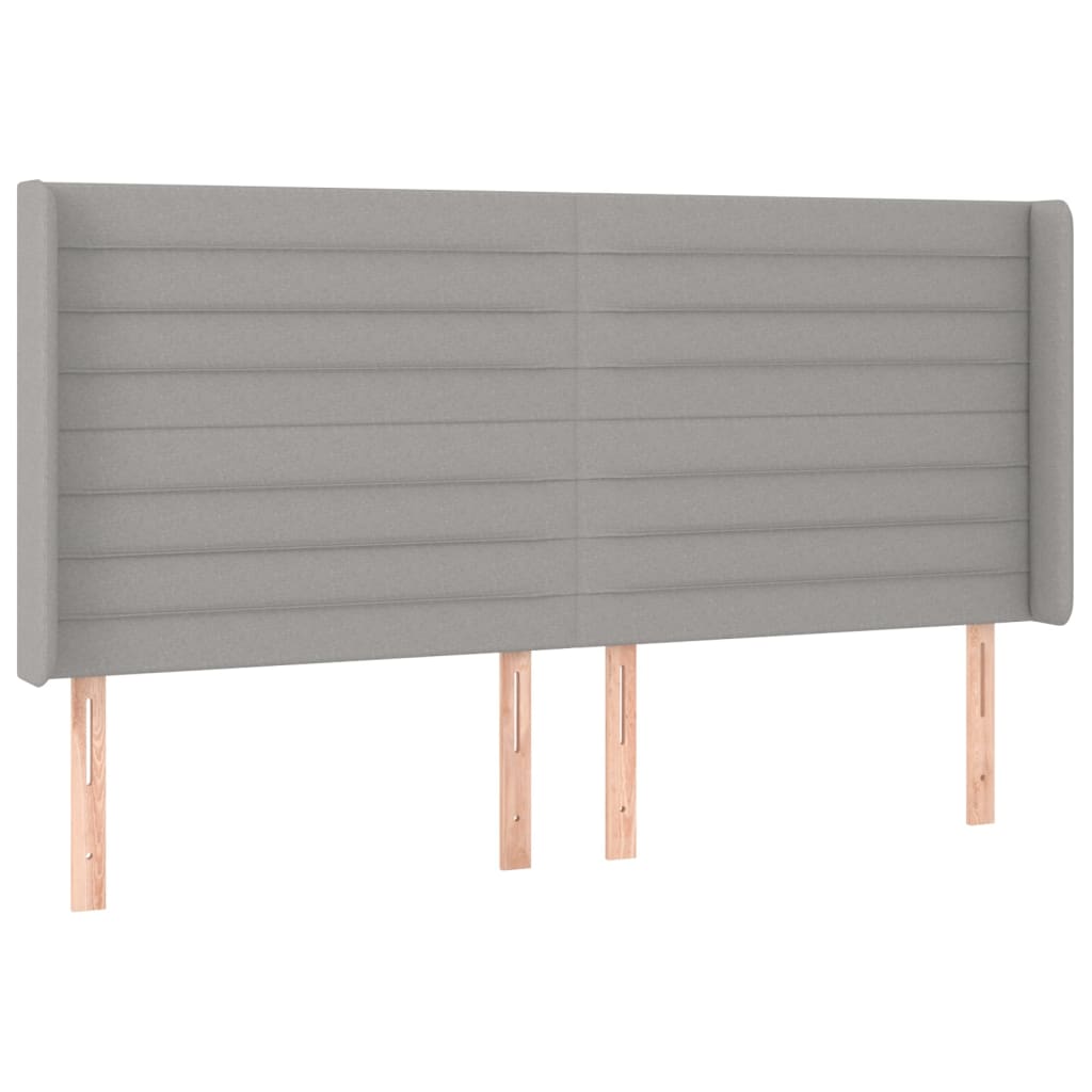vidaXL Zagłówek do łóżka z LED, jasnoszary, 183x16x118/128 cm, tkanina