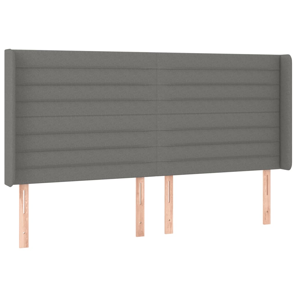 vidaXL Zagłówek do łóżka z LED, ciemnoszary, 183x16x118/128cm, tkanina